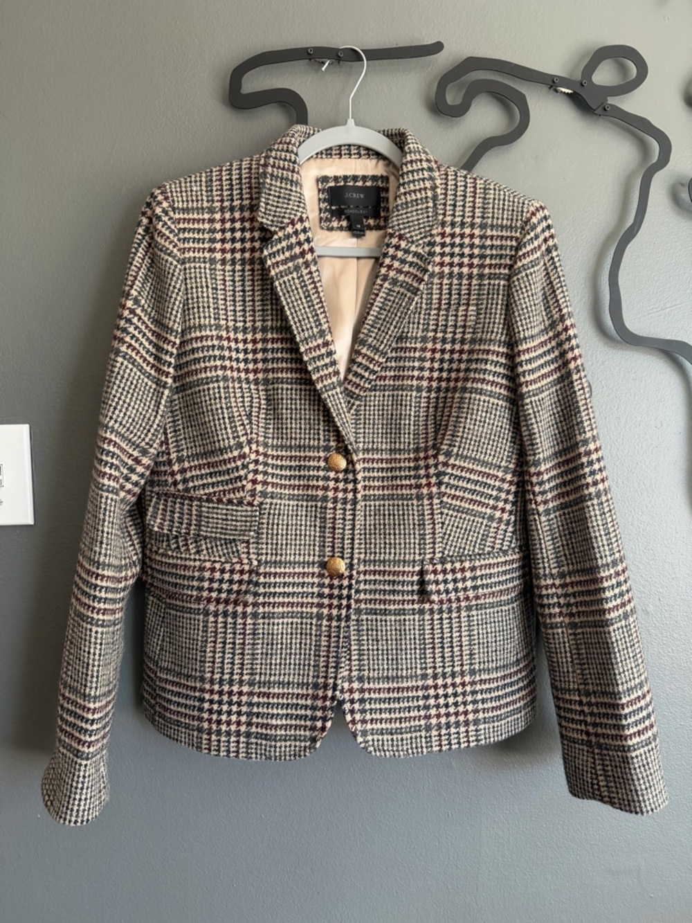 NWOT J. Crew  Women's Plaid Schoolboy  Wool Blazer Jacket Size Medium 12